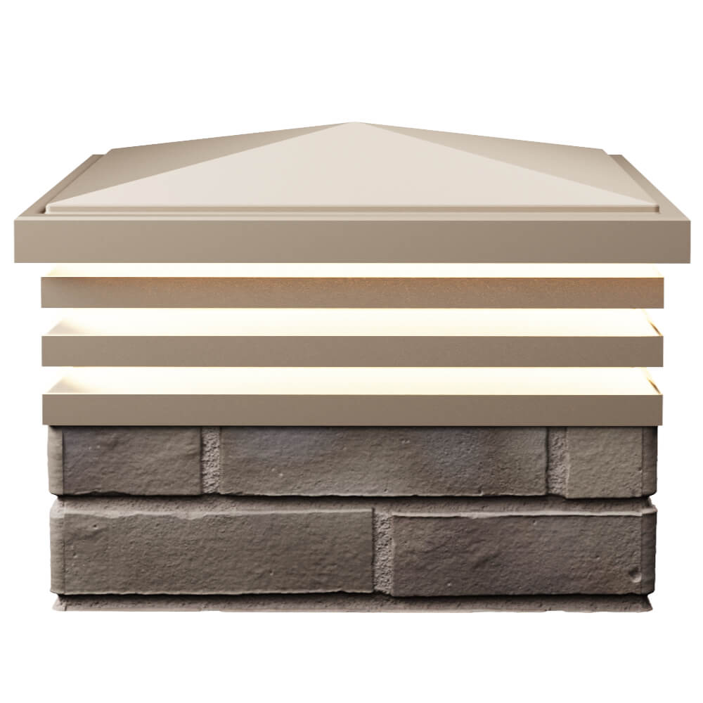 Колпак Zking Бона ХайТек Бежевый на столб 1.5х1.5 кирпича (385х385мм) с подсветкой в Тихвине фото