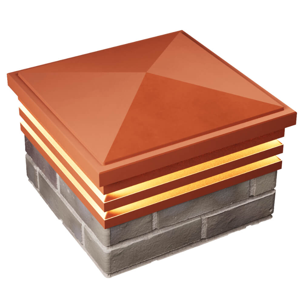 Колпак Zking Бона ХайТек Красный на столб 1.5х1.5 кирпича (385х385мм) с подсветкой в Тихвине фото