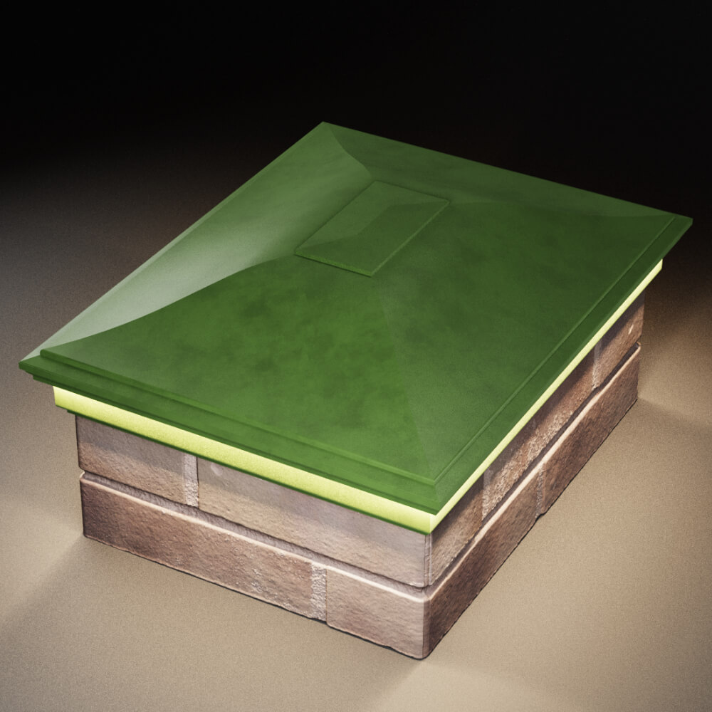 Колпак Zking Монблан Зеленый на столб 2х1.5 кирпича (515х385мм) c подсветкой в Тихвине фото