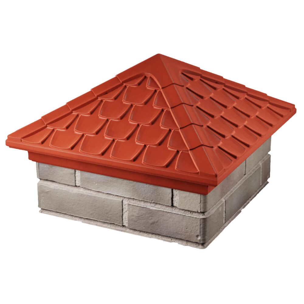 Колпак Zking Эльбрус Красный на столб 1.5х1.5 кирпича (385х385мм) в Тихвине фото