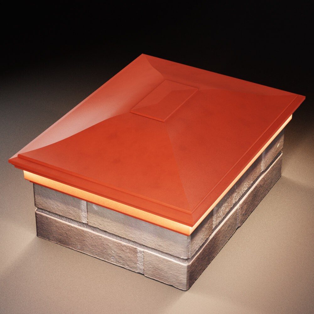 Колпак Zking Монблан Красный на столб 2х1.5 кирпича (515х385мм) c подсветкой в Тихвине фото