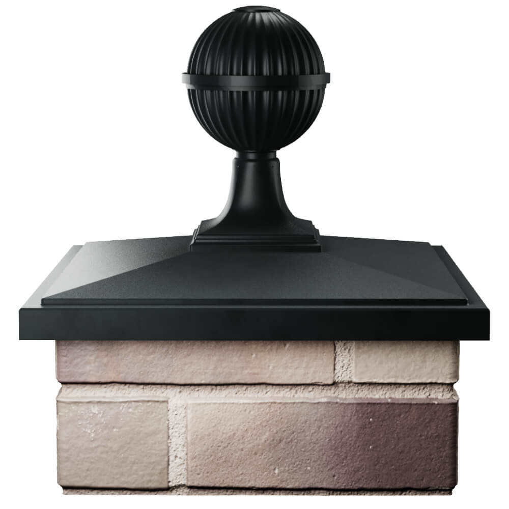 Колпак Zking БонаМоно Черный с шаром на столб 1.5х1.5 кирпича (385х385, 400х400мм) в сборе Тихвин фото