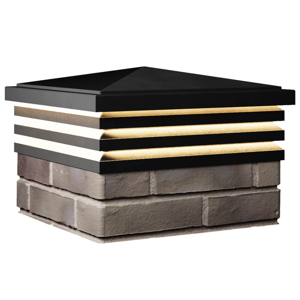 Колпак Zking Бона ХайТек Черный на столб 1.5х1.5 кирпича (385х385мм) с подсветкой в Тихвине фото