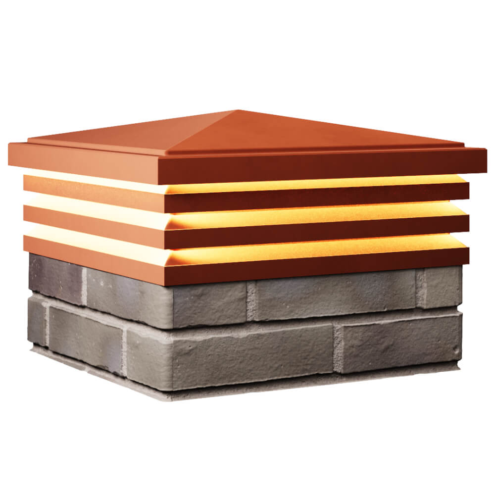 Колпак Zking Бона ХайТек Красный на столб 1.5х1.5 кирпича (385х385мм) с подсветкой в Тихвине фото