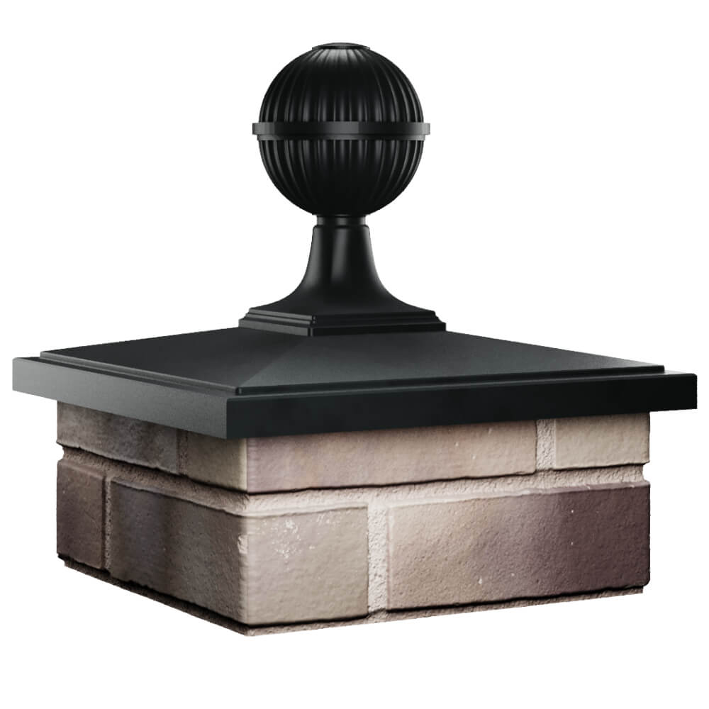 Колпак Zking БонаМоно Черный с шаром на столб 1.5х1.5 кирпича (385х385, 400х400мм) в сборе в Тихвине фото