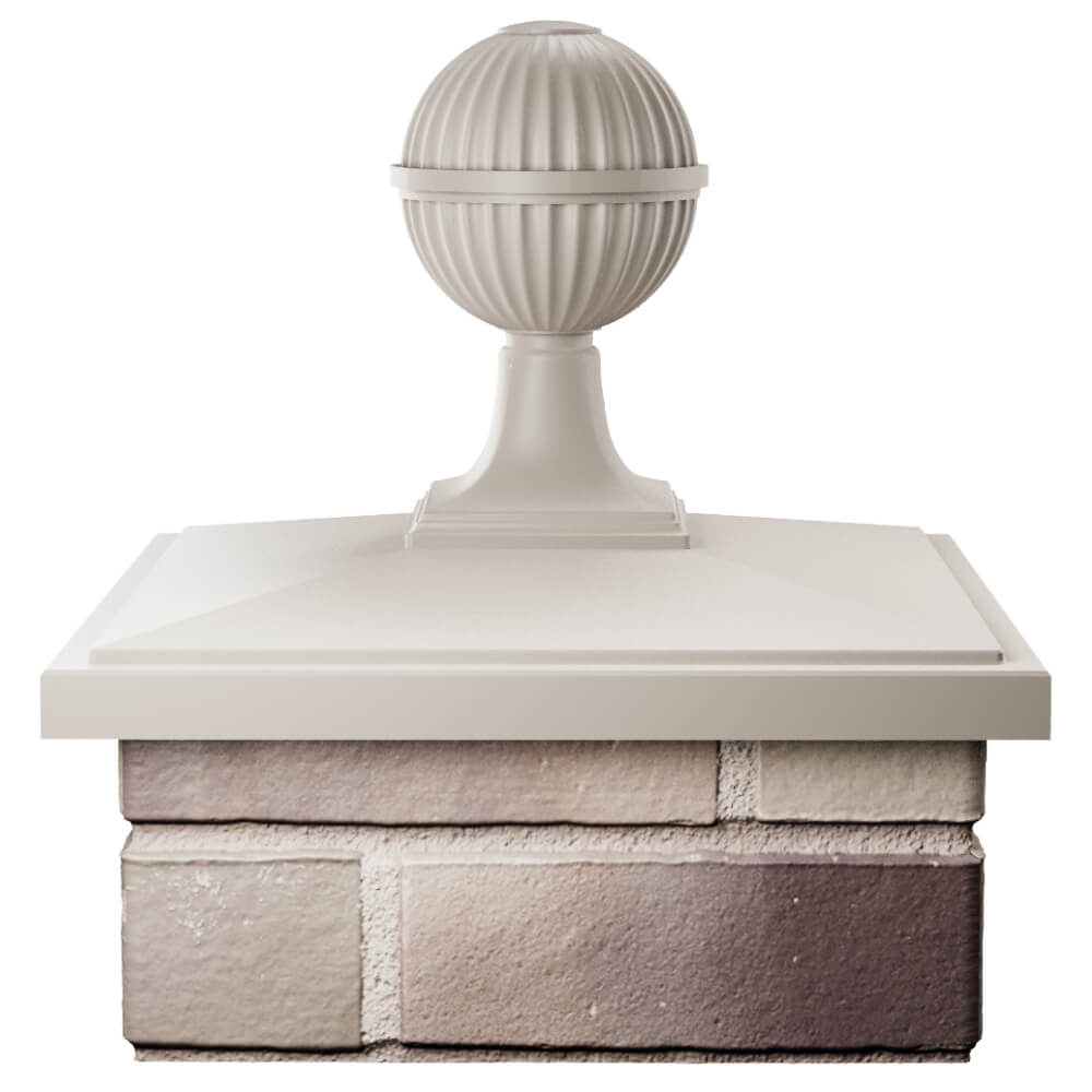 Колпак Zking БонаМоно Бежевый с шаром на столб 1.5х1.5 кирпича (385х385, 400х400мм) в сборе Тихвин фото