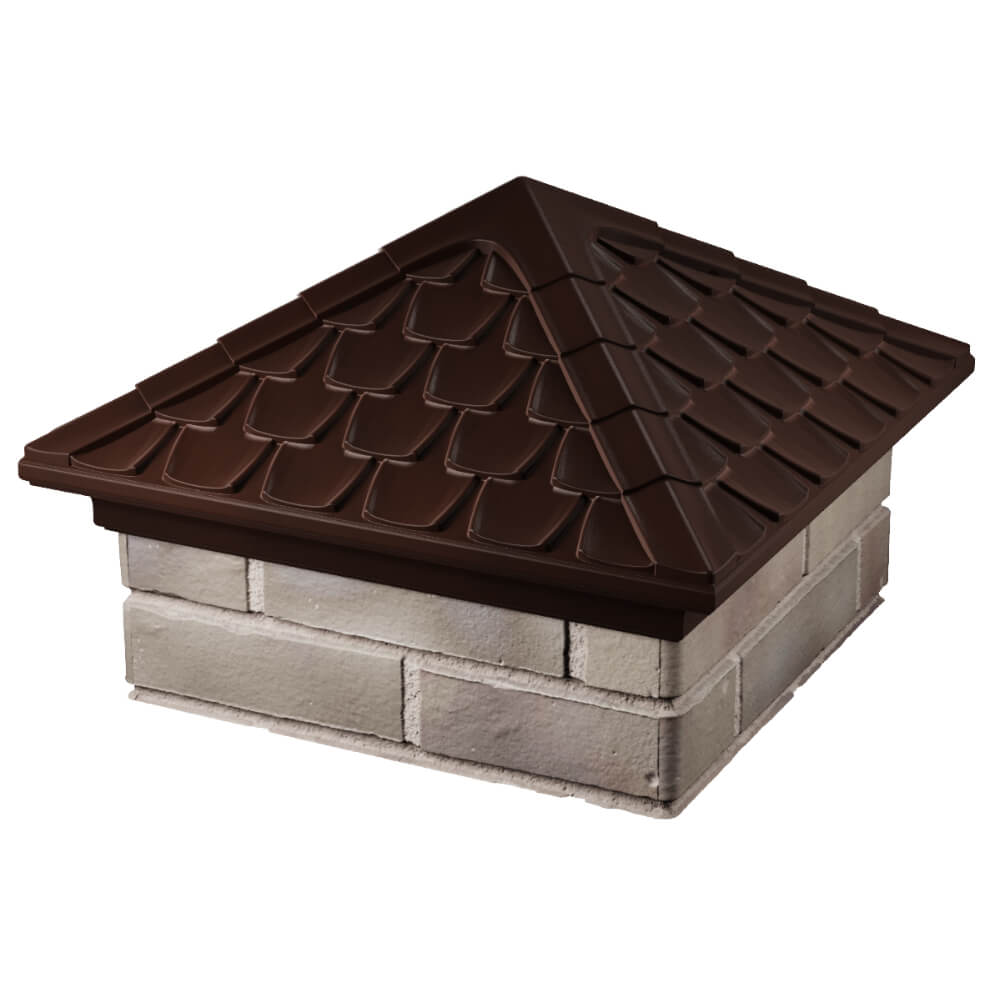 Колпак Zking Эльбрус Коричневый на столб 1.5х1.5 кирпича (385х385мм) в Тихвине фото