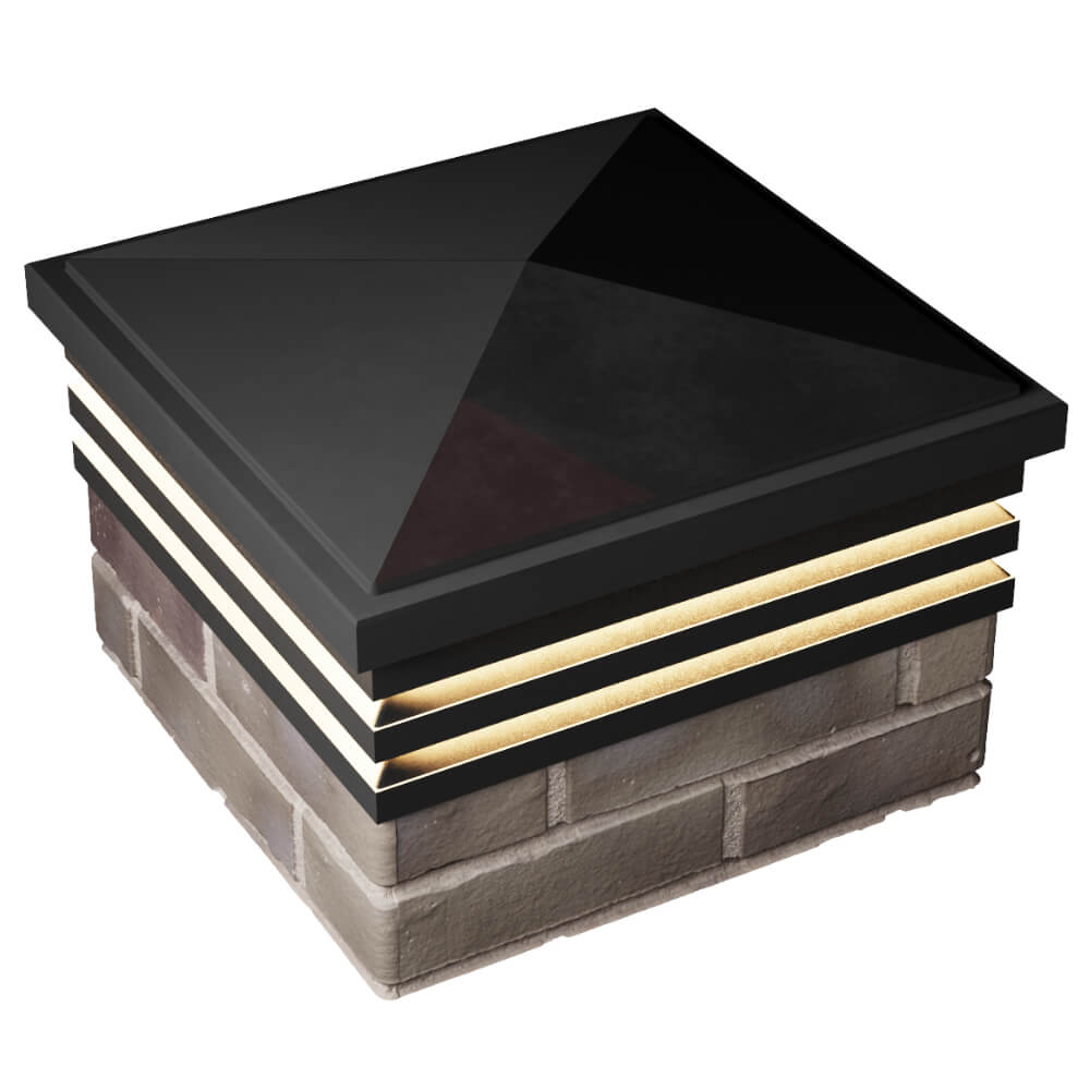 Колпак Zking Бона ХайТек Черный на столб 1.5х1.5 кирпича (385х385мм) с подсветкой в Тихвине фото