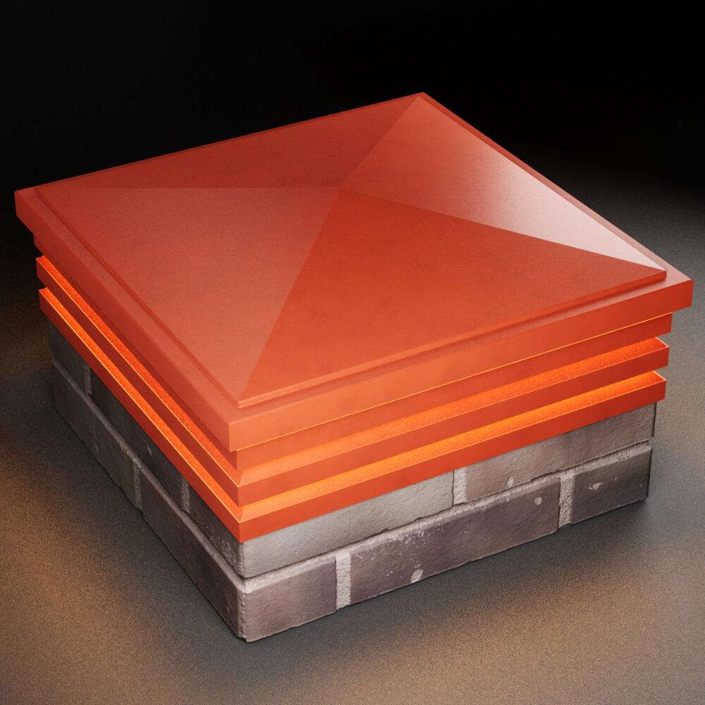 Колпак Zking Бона ХайТек Красный на столб 2х2 кирпича (513х513мм) с подсветкой в Тихвине фото