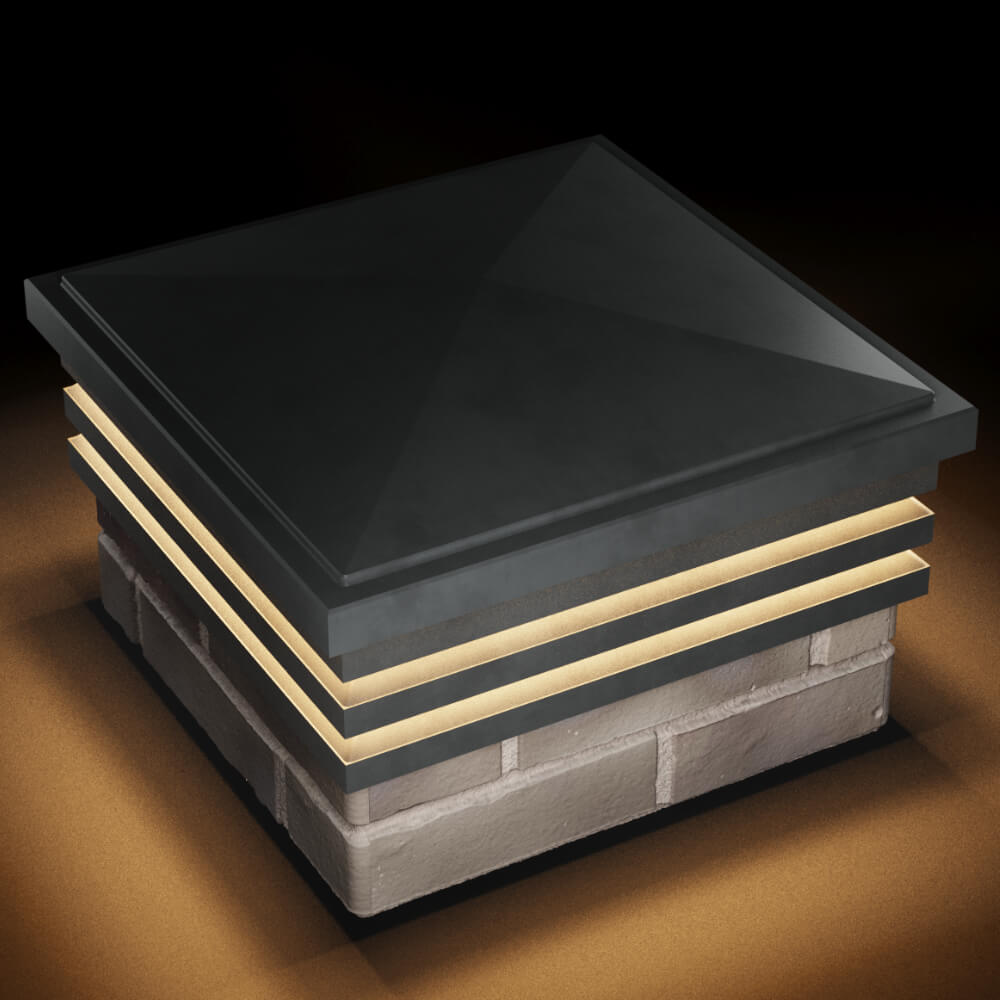 Колпак Zking Бона ХайТек Серый на столб 1.5х1.5 кирпича (385х385мм) с подсветкой в Тихвине фото