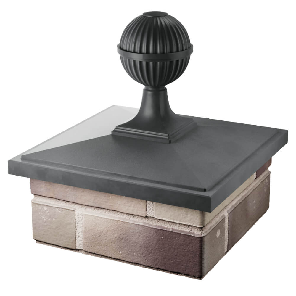 Колпак Zking БонаМоно Серый с шаром на столб 1.5х1.5 кирпича (385х385, 400х400мм) в сборе в Тихвине фото