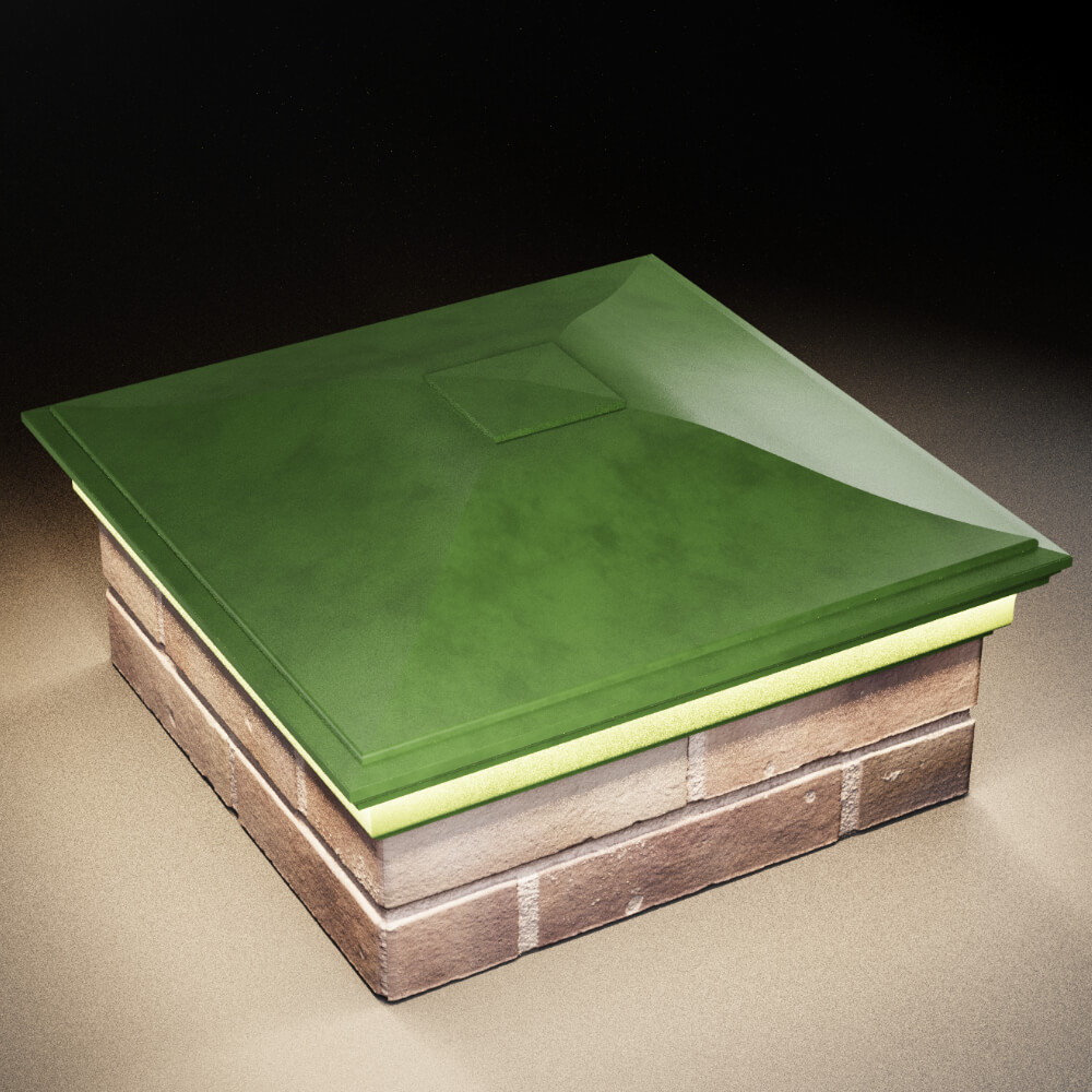 Колпак Zking Монблан Зеленый на столб 2х2 кирпича (515х515мм) c подсветкой в Тихвине фото