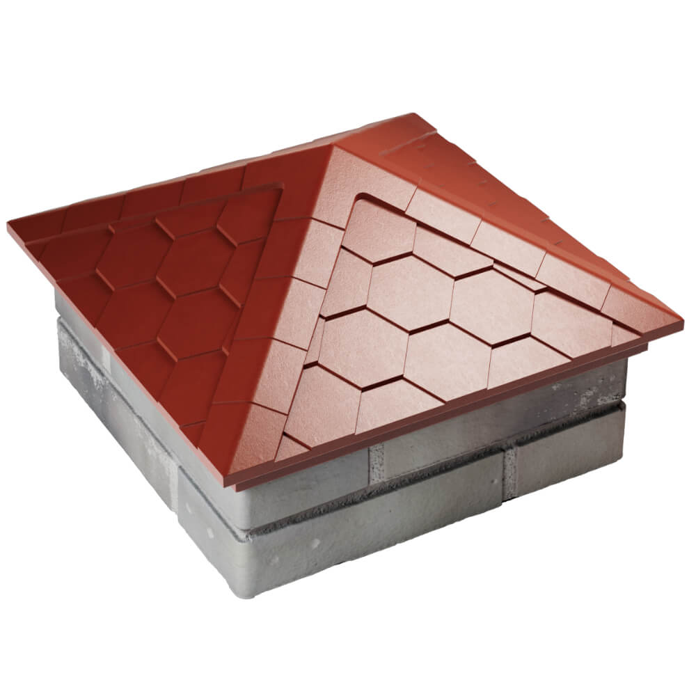 Колпак Zking Эверест Красный на столб 1.5х1.5 кирпича (390х390мм) в Тихвине фото