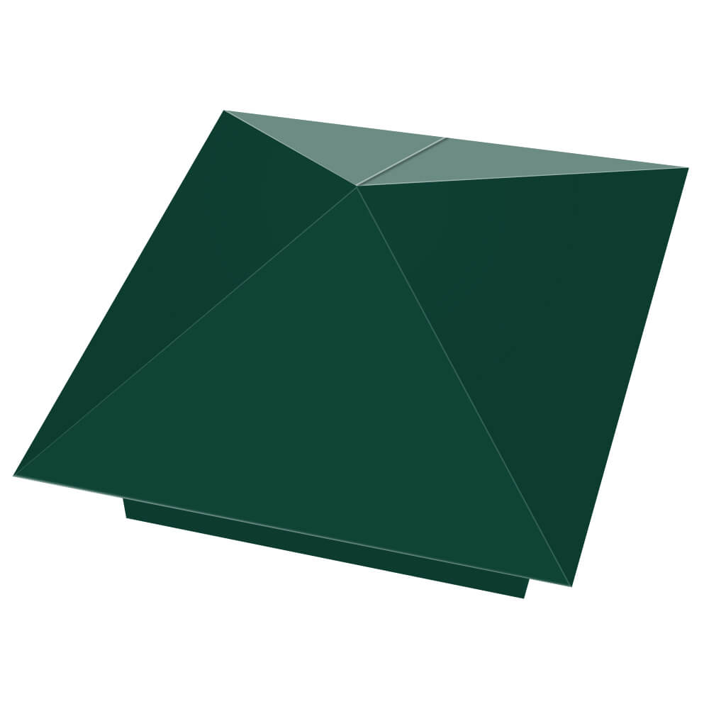 Колпак металлический 390х390мм RAL6005 Зеленый Мох заборный Тихвин фото