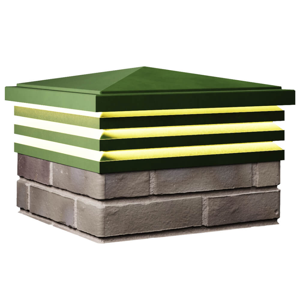 Колпак Zking Бона ХайТек Зеленый на столб 1.5х1.5 кирпича (385х385мм) с подсветкой в Тихвине фото