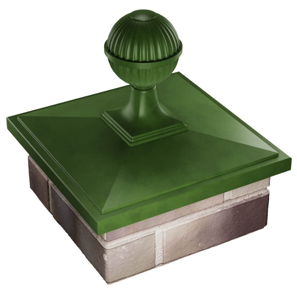 Колпак Zking БонаМоно Зеленый с шаром на столб 1.5х1.5 кирпича (385х385, 400х400мм) в сборе в Тихвине фото