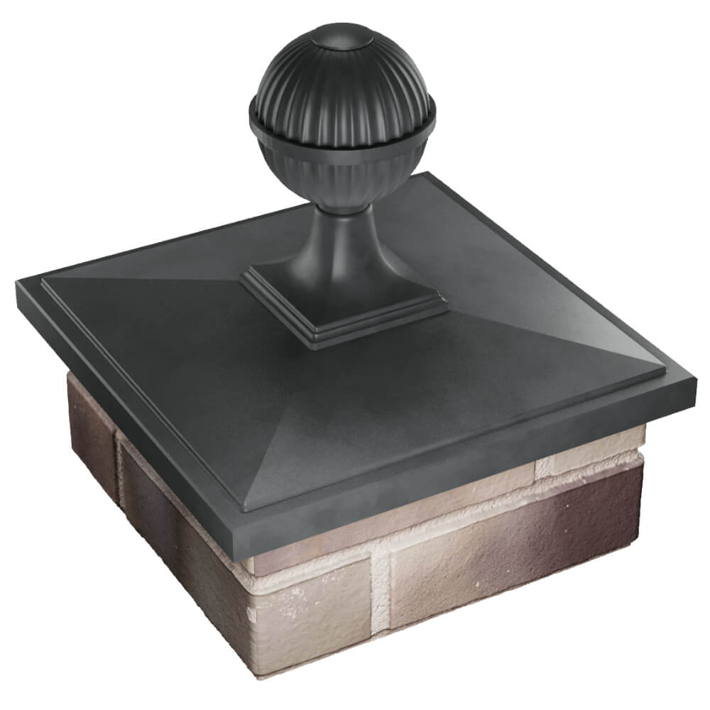 Колпак Zking БонаМоно Серый с шаром на столб 1.5х1.5 кирпича (385х385, 400х400мм) в сборе в Тихвине фото
