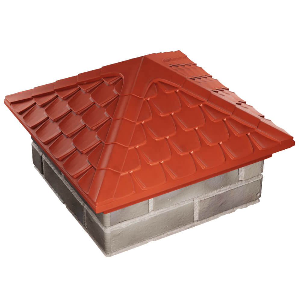 Колпак Zking Эльбрус Красный на столб 1.5х1.5 кирпича (385х385мм) в Тихвине фото