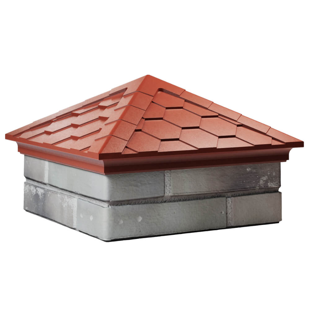 Колпак Zking Эверест Красный на столб 1.5х1.5 кирпича (390х390мм) в Тихвине фото