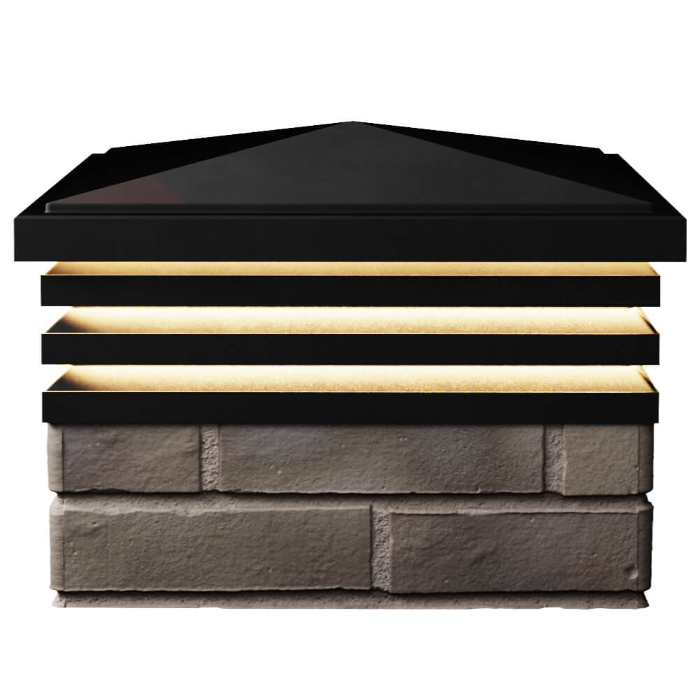 Колпак Zking Бона ХайТек Черный на столб 1.5х1.5 кирпича (385х385мм) с подсветкой в Тихвине фото