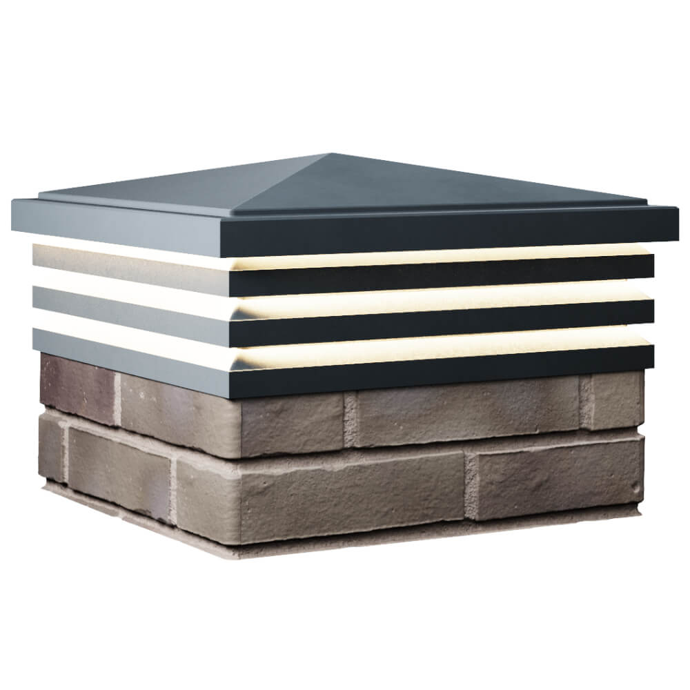 Колпак Zking Бона ХайТек Серый на столб 1.5х1.5 кирпича (385х385мм) с подсветкой в Тихвине фото