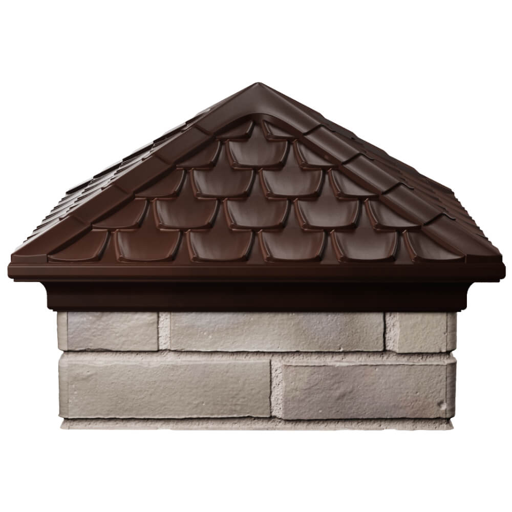 Колпак Zking Эльбрус Коричневый на столб 1.5х1.5 кирпича (385х385мм) Тихвин фото