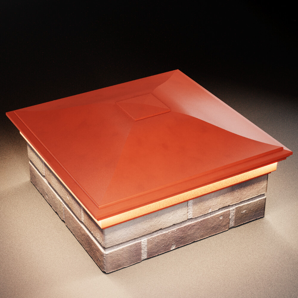 Колпак Zking Монблан Красный на столб 2х2 кирпича (515х515мм) c подсветкой в Тихвине фото