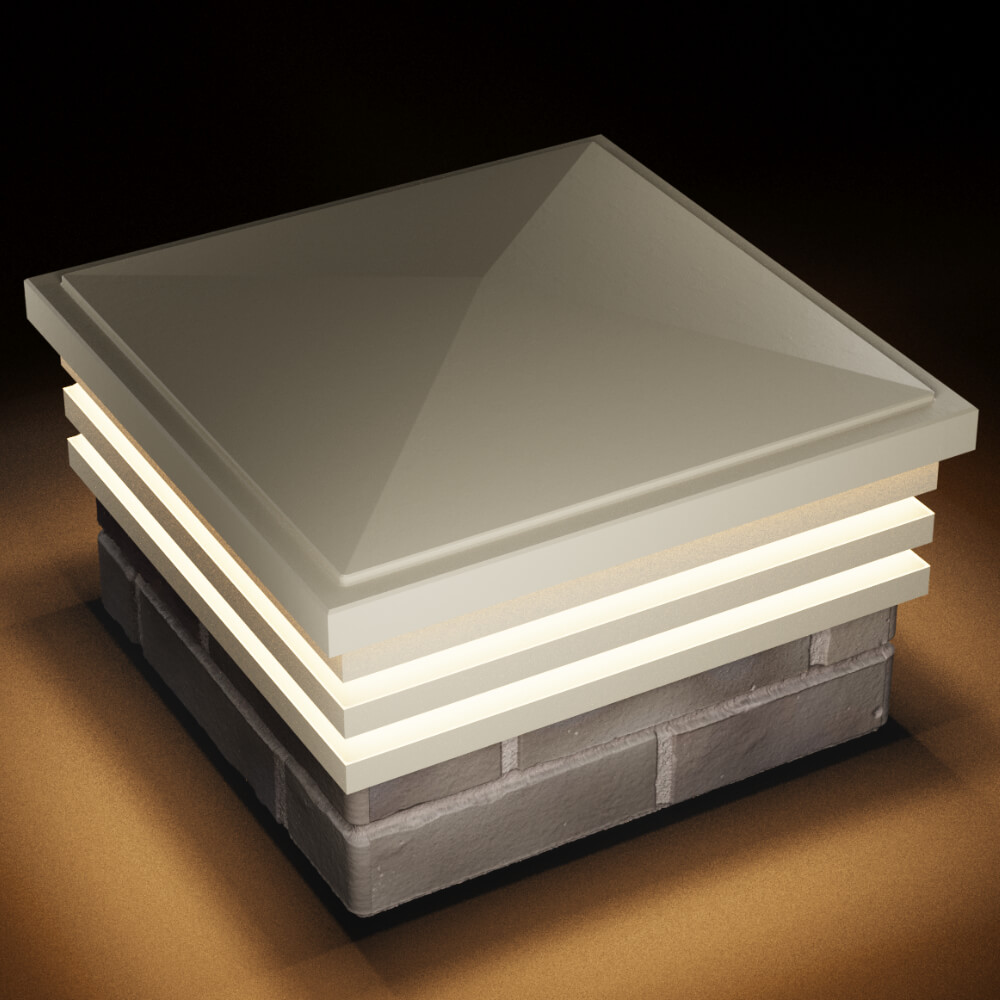 Колпак Zking Бона ХайТек Бежевый на столб 1.5х1.5 кирпича (385х385мм) с подсветкой в Тихвине фото