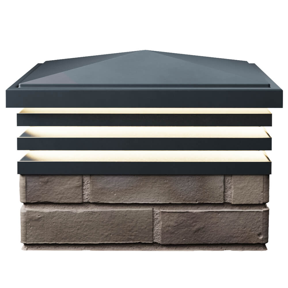 Колпак Zking Бона ХайТек Серый на столб 1.5х1.5 кирпича (385х385мм) с подсветкой в Тихвине фото