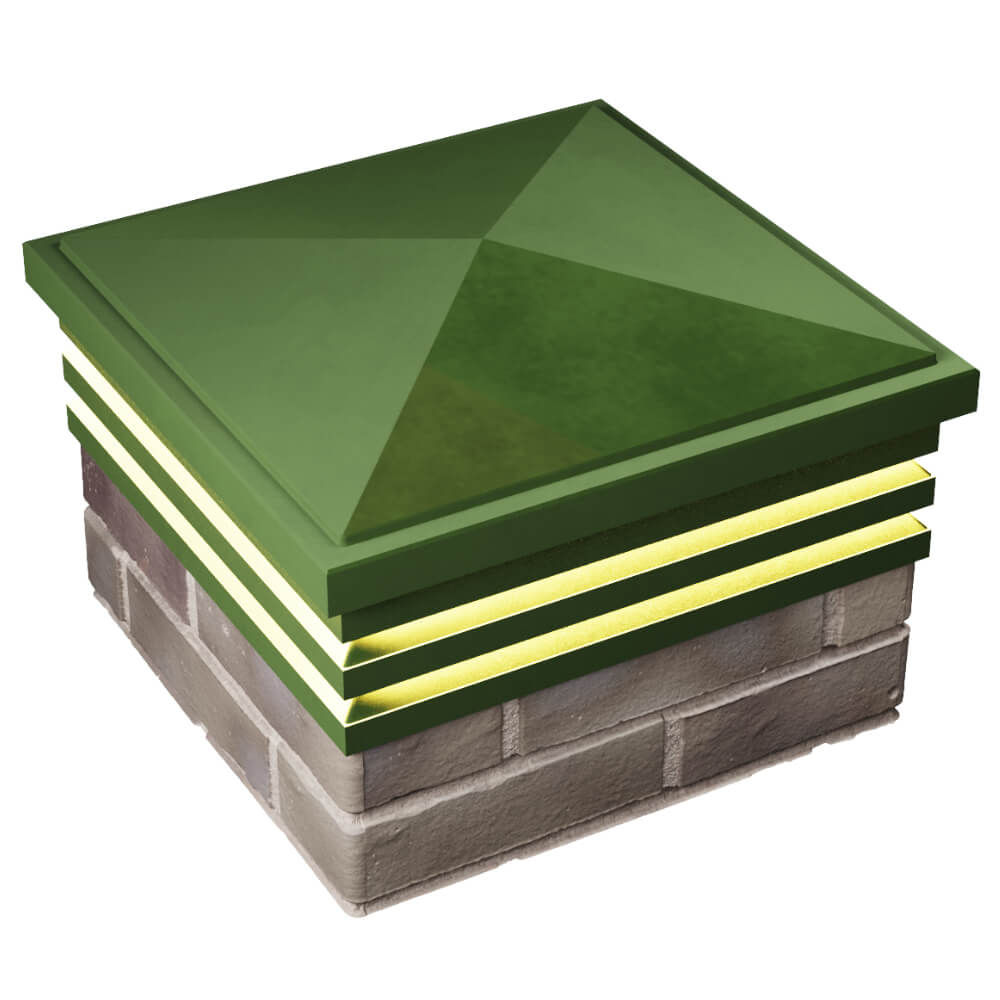 Колпак Zking Бона ХайТек Зеленый на столб 1.5х1.5 кирпича (385х385мм) с подсветкой в Тихвине фото