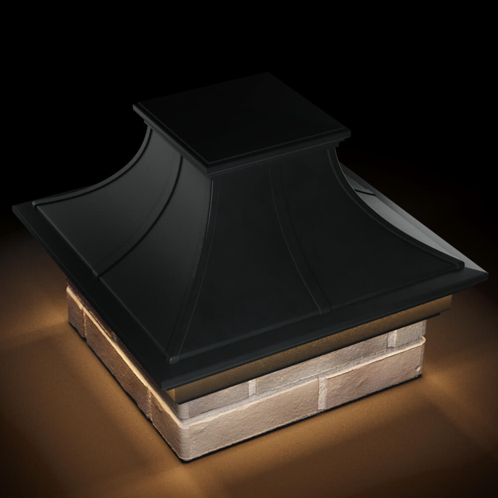 Колпак Zking Монблан Премиум Черный на столб 1.5х1.5 кирпича (385х385мм) с подсветкой в Тихвине фото