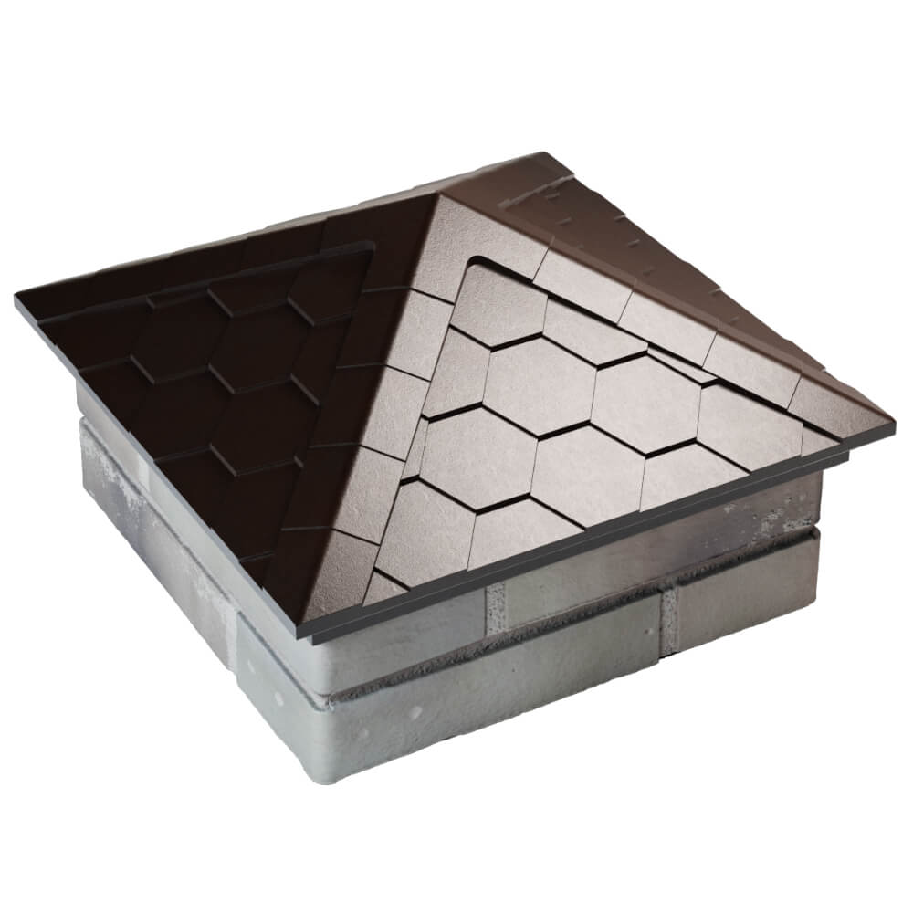 Колпак Zking Эверест Коричневый на столб 1.5х1.5 кирпича (390х390мм) в Тихвине фото