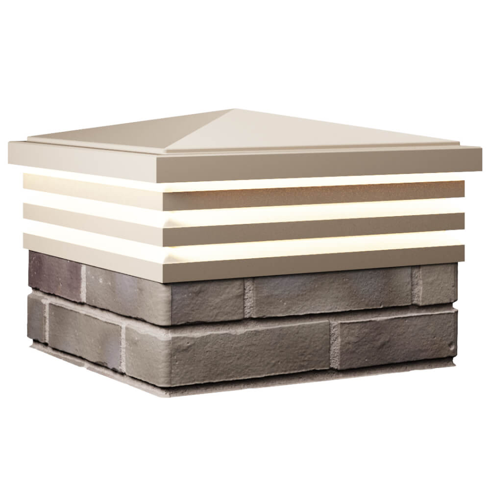 Колпак Zking Бона ХайТек Бежевый на столб 1.5х1.5 кирпича (385х385мм) с подсветкой в Тихвине фото