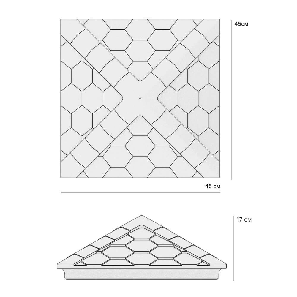 Колпак Zking Эверест Серый на столб 1.5х1.5 кирпича (390х390мм) в Тихвине фото