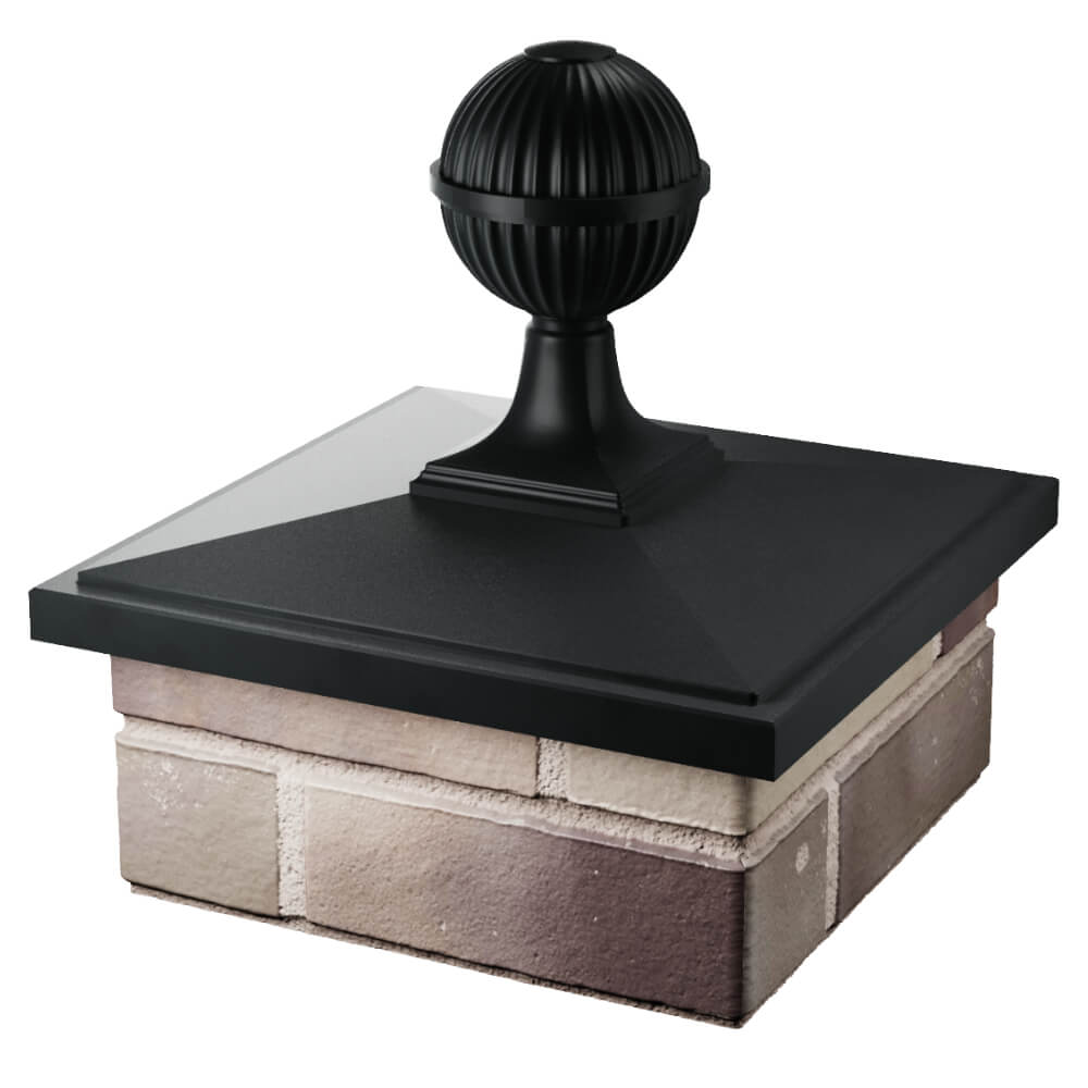 Колпак Zking БонаМоно Черный с шаром на столб 1.5х1.5 кирпича (385х385, 400х400мм) в сборе в Тихвине фото