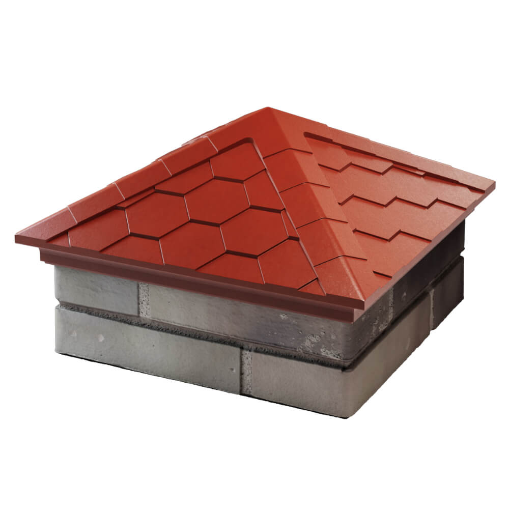 Колпак Zking Эверест Красный на столб 1.5х1.5 кирпича (390х390мм) в Тихвине фото