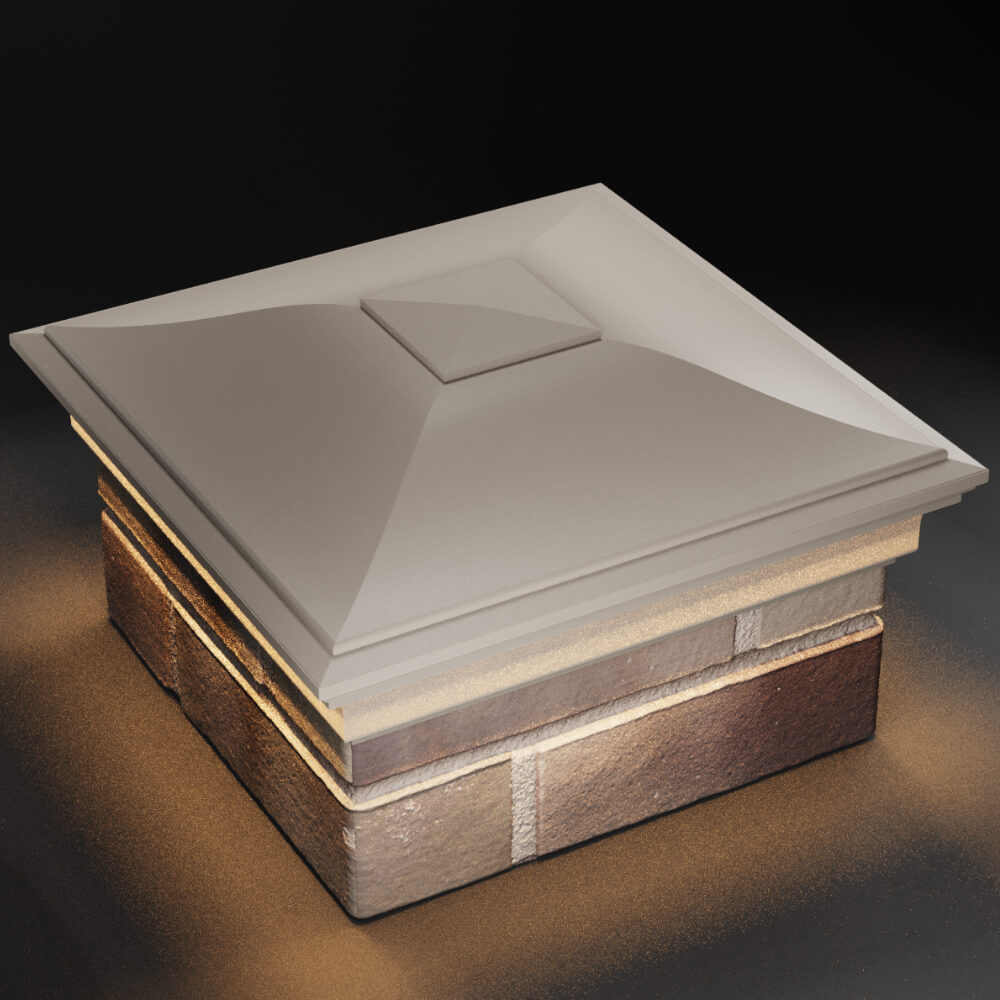 Колпак Zking Монблан Бежевый на столб 1.5х1.5 кирпича (385х385мм) с подсветкой в Тихвине фото