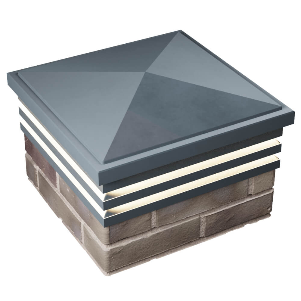 Колпак Zking Бона ХайТек Серый на столб 1.5х1.5 кирпича (385х385мм) с подсветкой в Тихвине фото