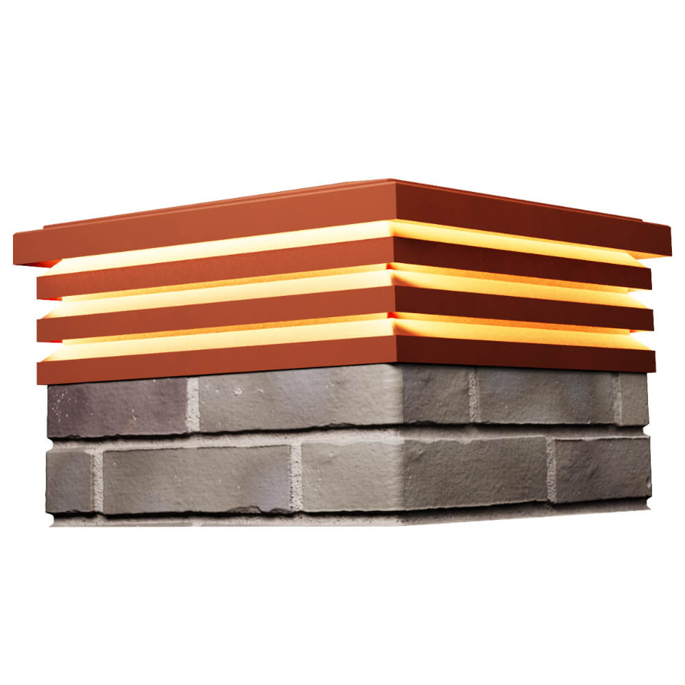 Колпак Zking Бона ХайТек Красный на столб 1.5х1.5 кирпича (385х385мм) с подсветкой в Тихвине фото