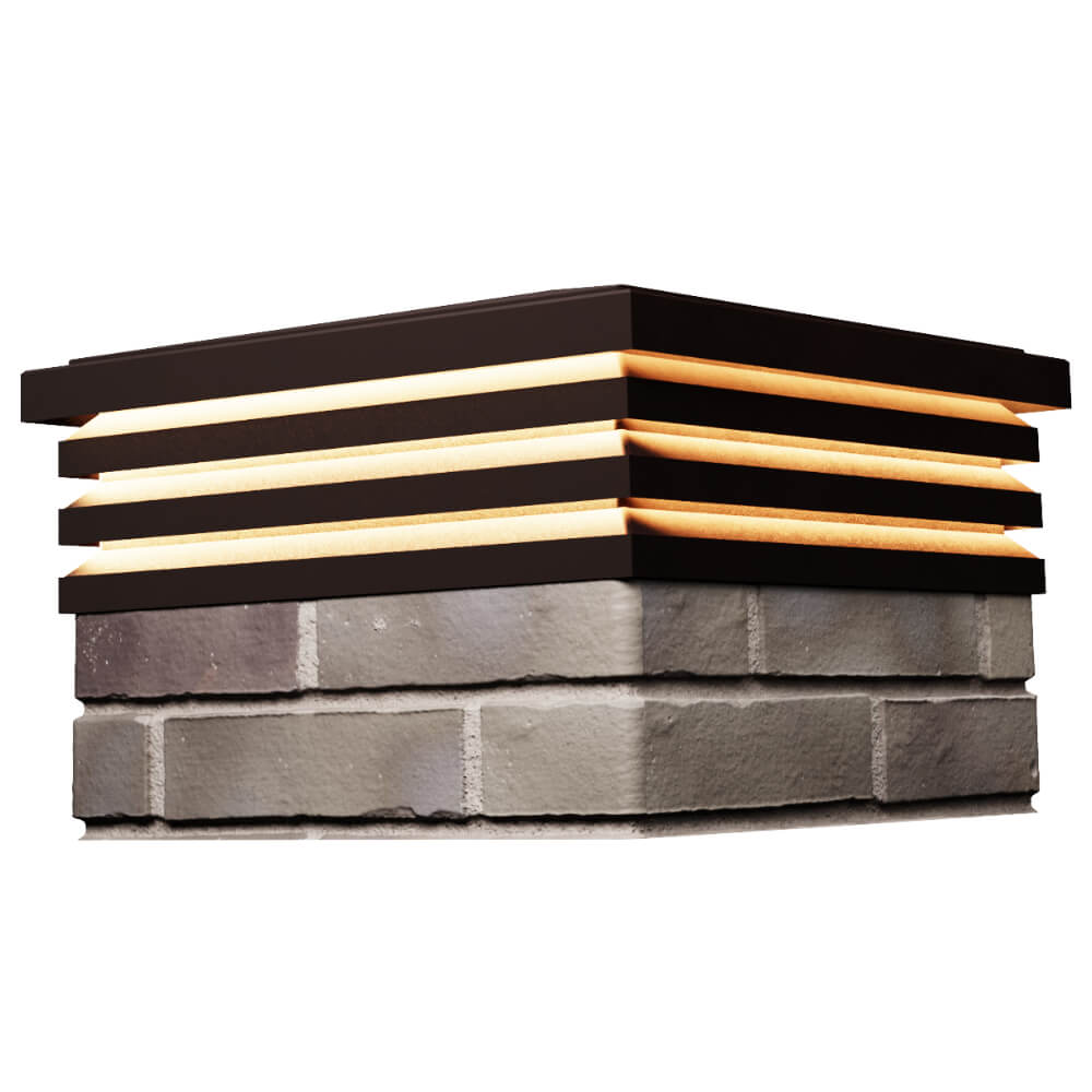 Колпак Zking Бона ХайТек Коричневый на столб 1.5х1.5 кирпича (385х385мм) с подсветкой в Тихвине фото