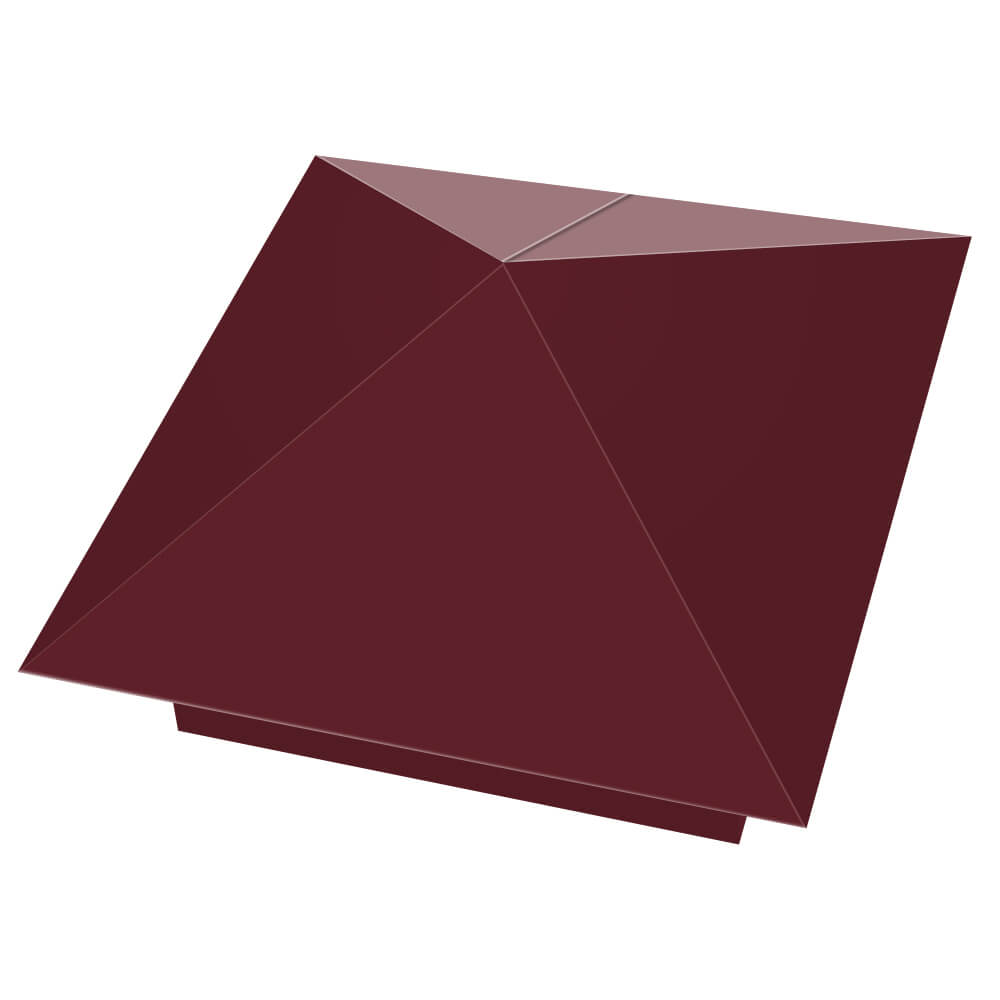 Колпак металлический 390х390мм RAL3005 Красное Вино заборный Тихвин фото