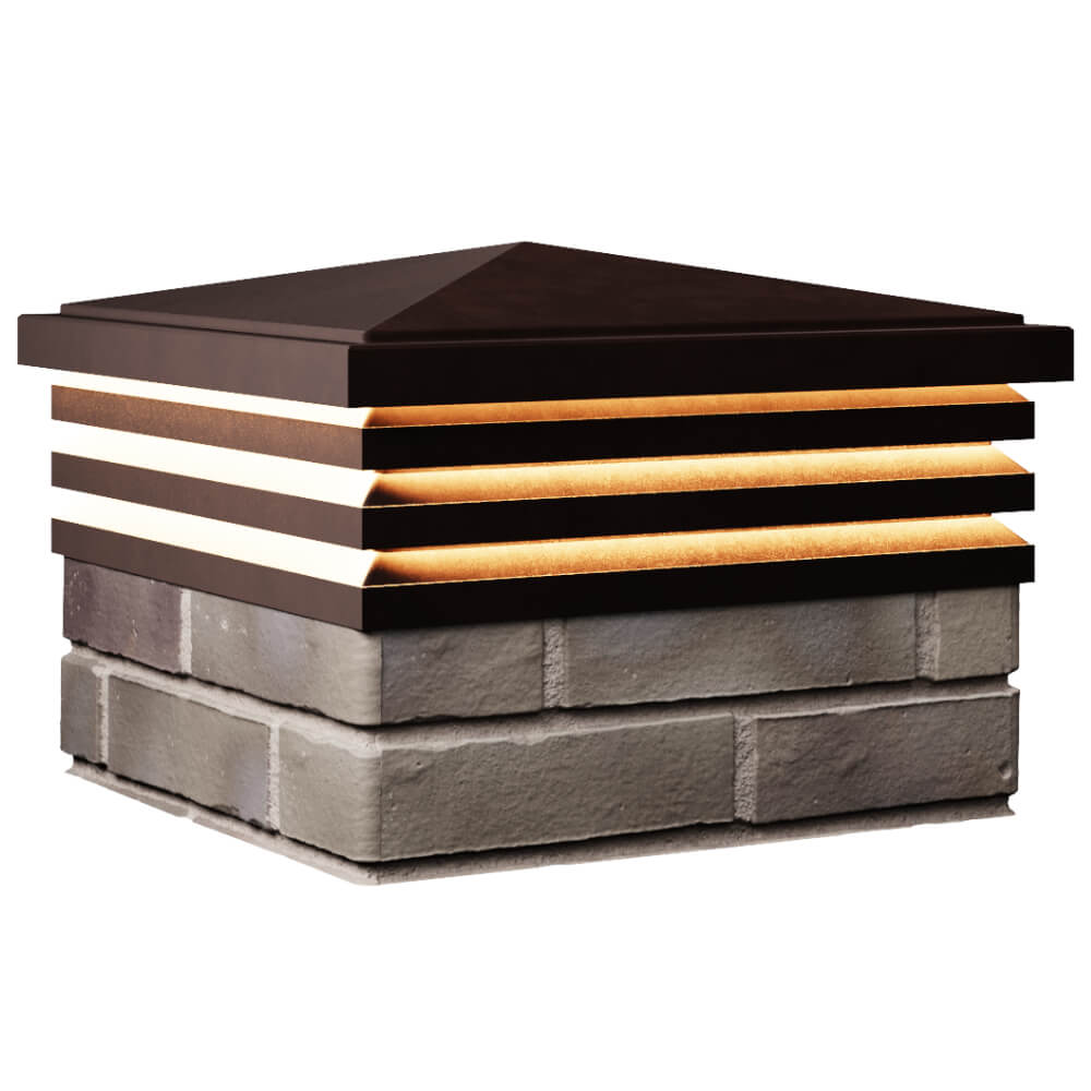 Колпак Zking Бона ХайТек Коричневый на столб 1.5х1.5 кирпича (385х385мм) с подсветкой в Тихвине фото