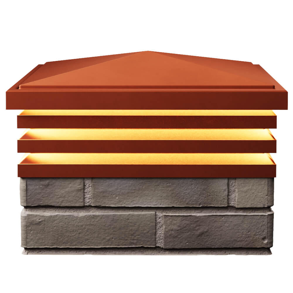 Колпак Zking Бона ХайТек Красный на столб 1.5х1.5 кирпича (385х385мм) с подсветкой в Тихвине фото