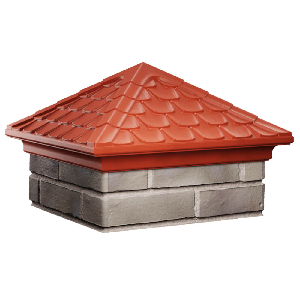 Колпак Zking Эльбрус Красный на столб 1.5х1.5 кирпича (385х385мм) в Тихвине фото