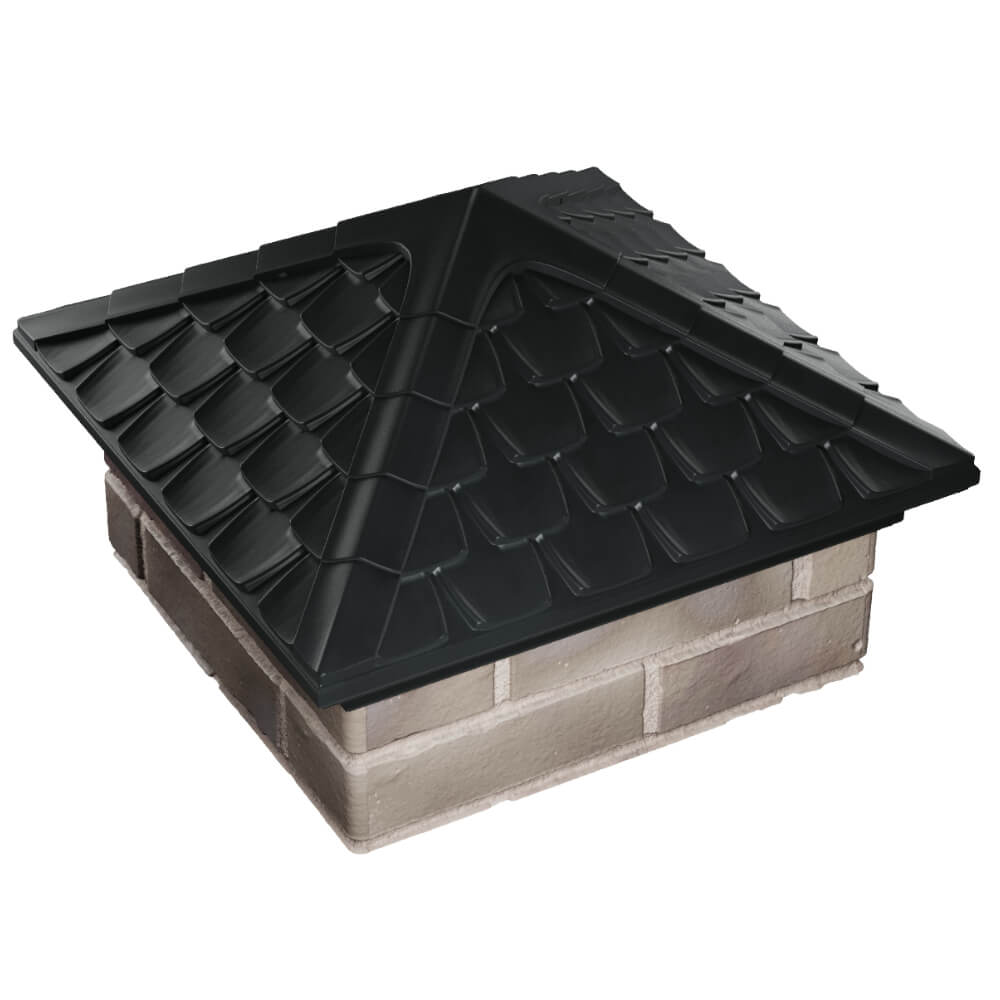 Колпак Zking Эльбрус Черный на столб 1.5х1.5 кирпича (385х385мм) в Тихвине фото