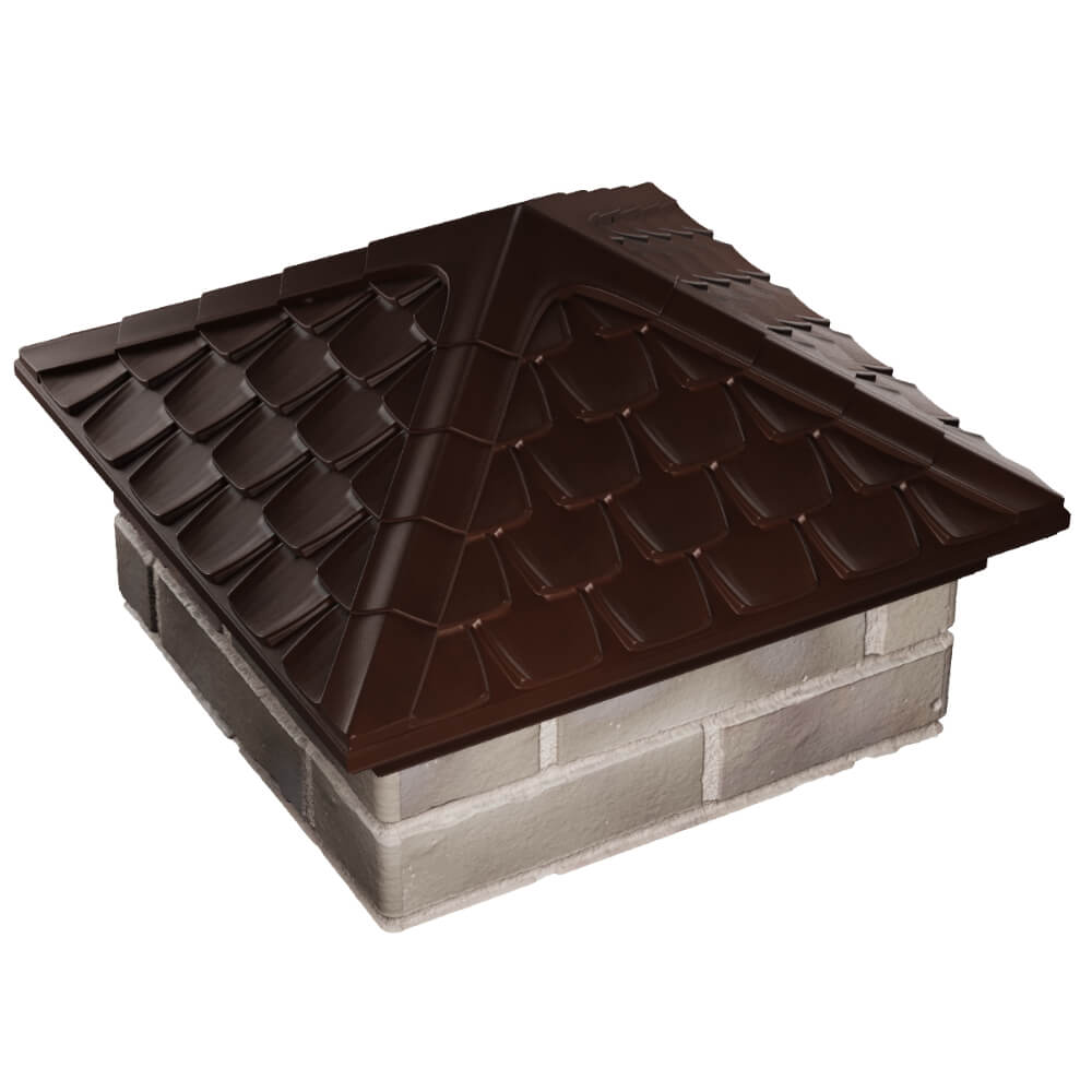 Колпак Zking Эльбрус Коричневый на столб 1.5х1.5 кирпича (385х385мм) в Тихвине фото