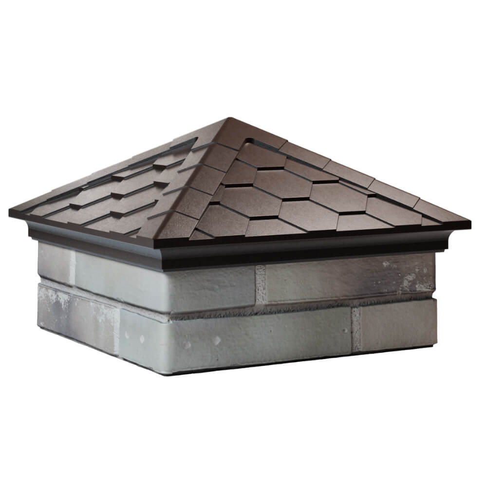 Колпак Zking Эверест Коричневый на столб 1.5х1.5 кирпича (390х390мм) в Тихвине фото