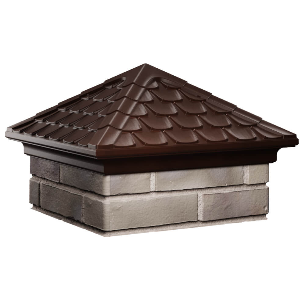 Колпак Zking Эльбрус Коричневый на столб 1.5х1.5 кирпича (385х385мм) в Тихвине фото