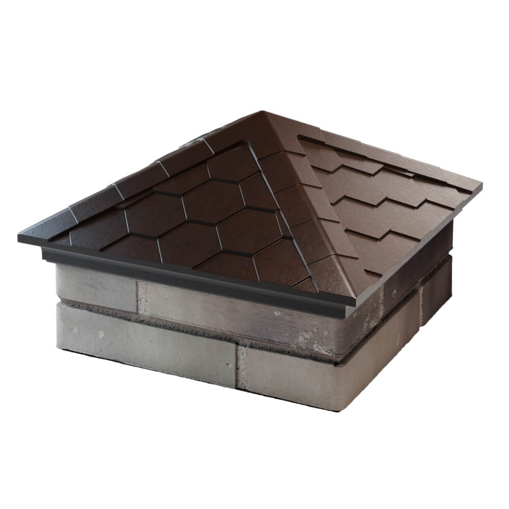 Колпак Zking Эверест Коричневый на столб 1.5х1.5 кирпича (390х390мм) в Тихвине фото
